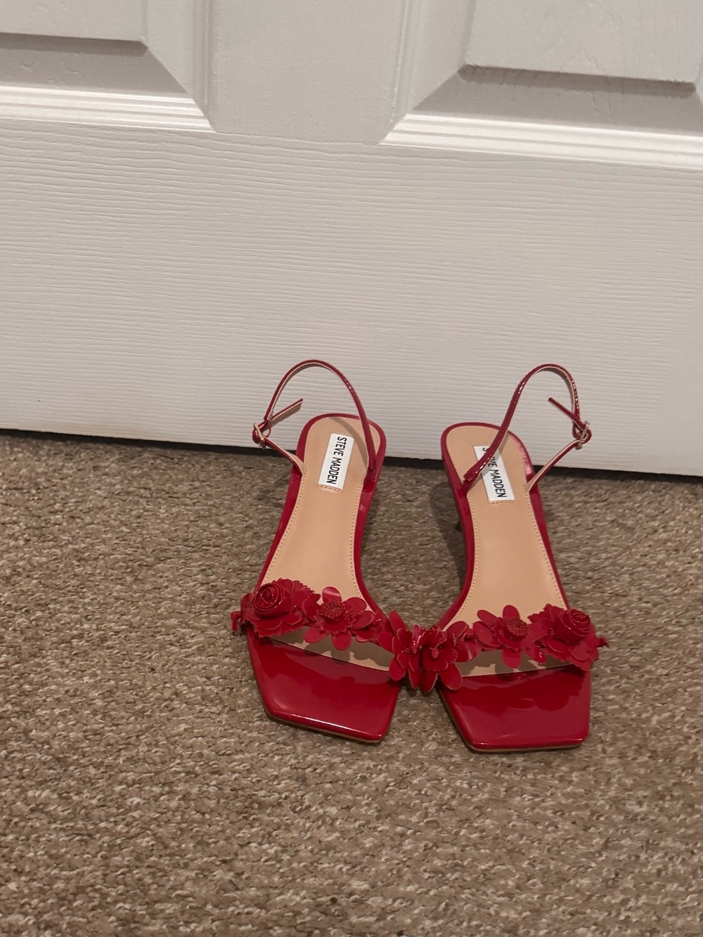 Steve Madden Red Floral Patent Slingback Sandals